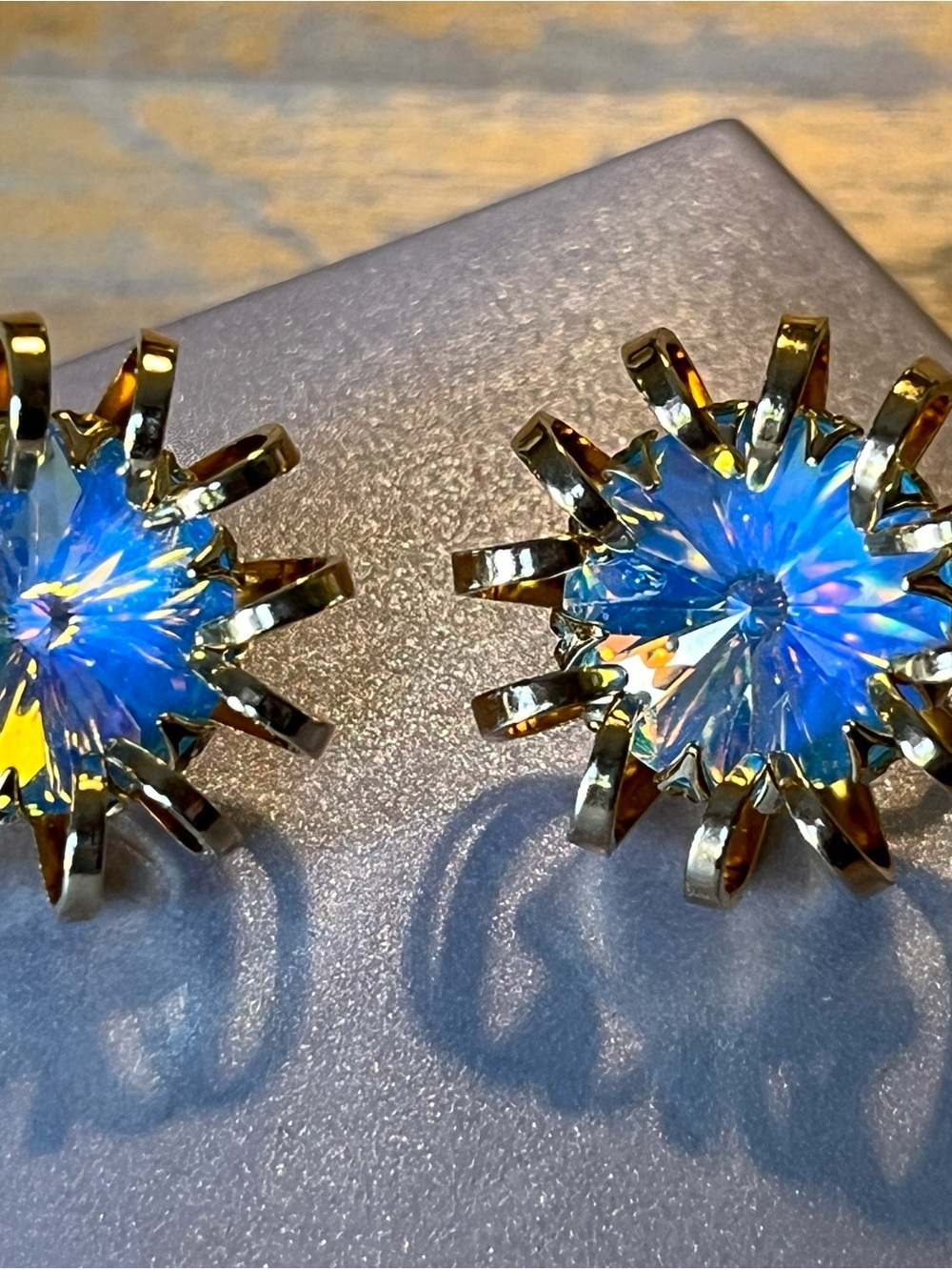 Vintage Sarah Coventry Blue AB Clip Earrings